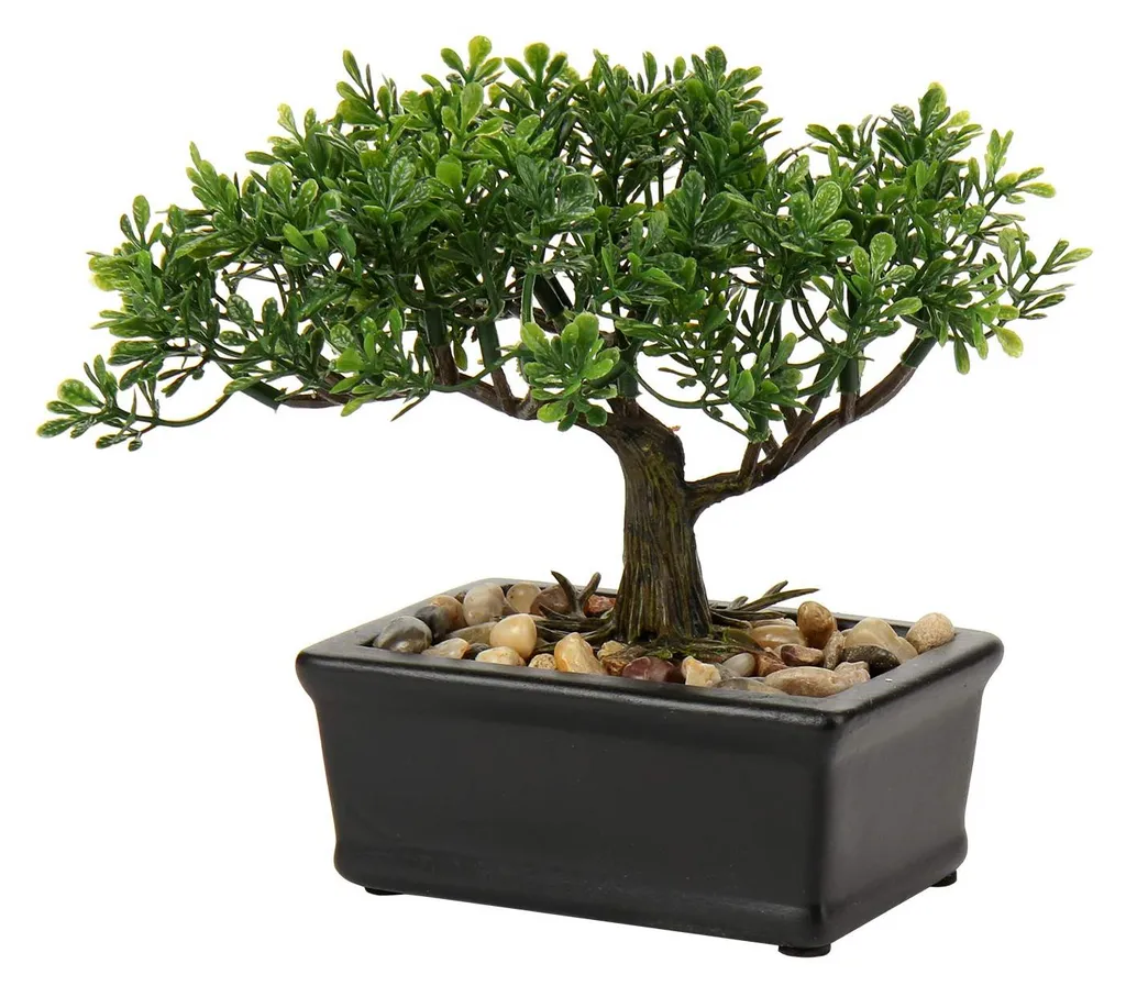 Bonsaï Artificiel Réaliste Podocarpus - Feuillage Dense et Pot Noir Chic