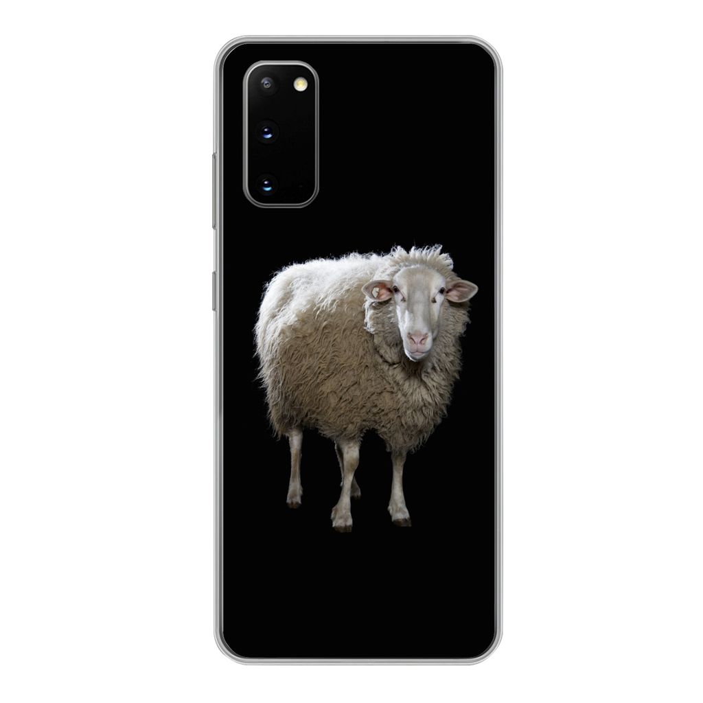 MuchoWow Handyhülle Schutzhülle Hülle für Samsung Galaxy S20 Schafe - Nutztiere - Schwarz Silikon Softcase Handy Hülle - Bild