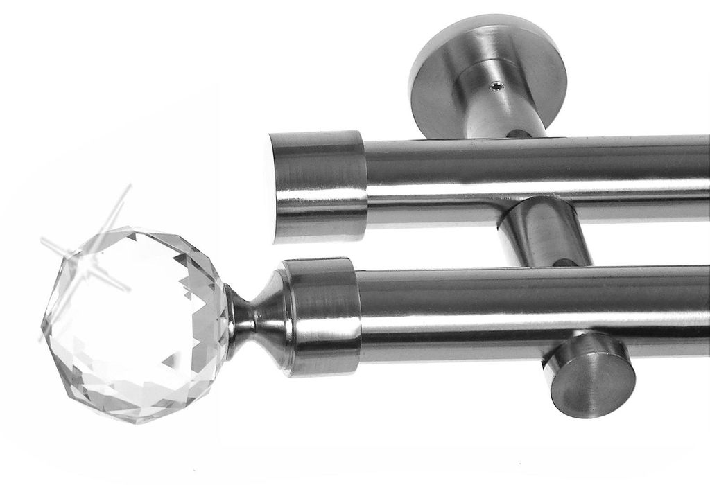 Gardinenstange mit Wandhalterung I Metall Edelstahl Look Produktbild 