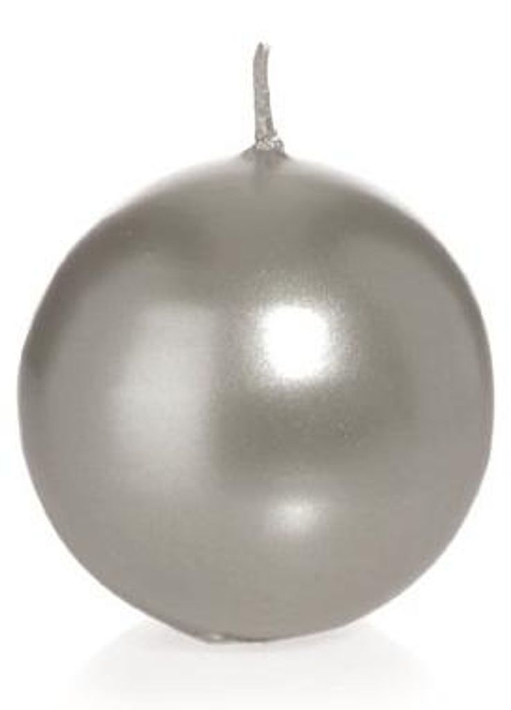 Kugelkerzen Metallic-Lack Silber Ø 8 cm, 6 Stück