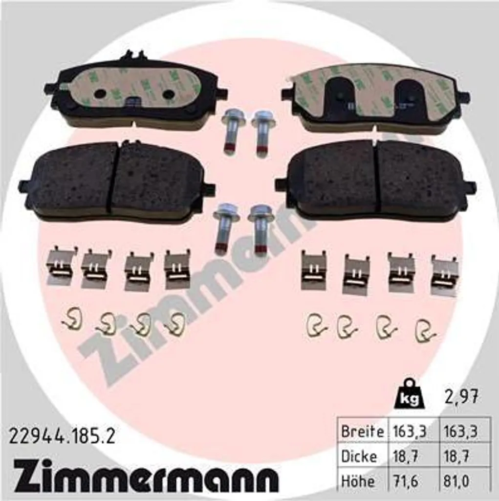 Plaquettes de frein ZIMMERMANN 22944.185.2 pour Mercedes GLE et GLB