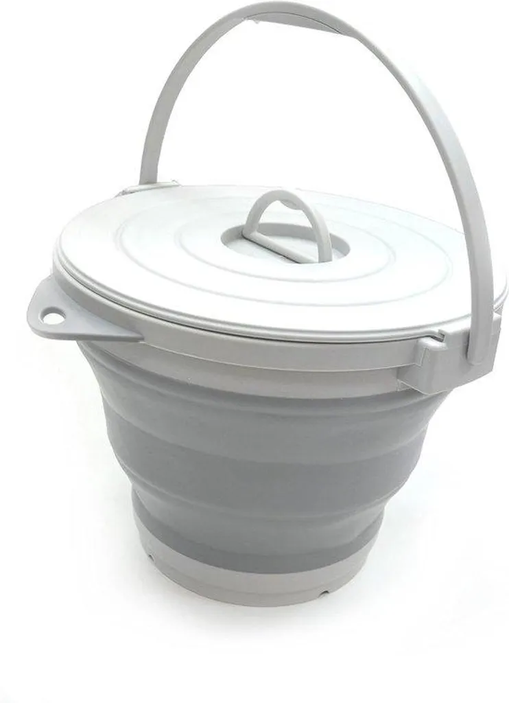 Bac pliable en plastique 10L gris - Seau rétractable gain de place