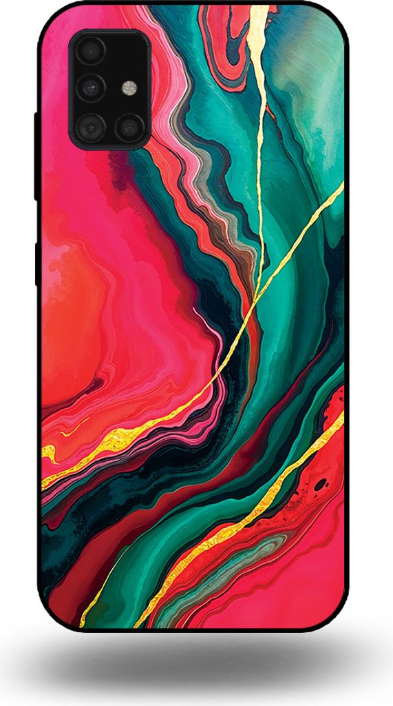 Smartphonica Telefon Fall geeignet für Samsung Galaxy A51 mit roten grünen Marmor Print - TPU Backcover Fall rot grün Marmor Design