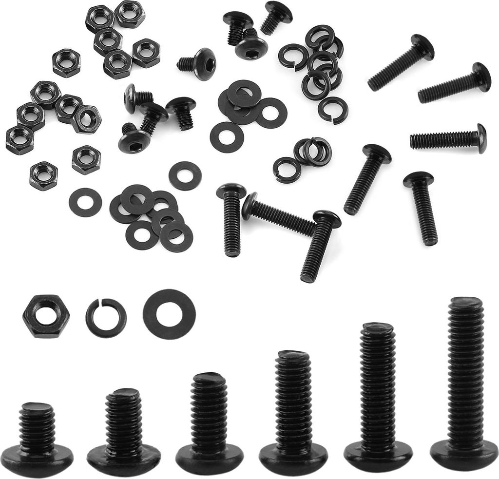 M3 Schwarz legierter Stahl Sechskantschrauben Bolzen und Sechskantmuttern Unterlegscheiben Sortiment (Button head)