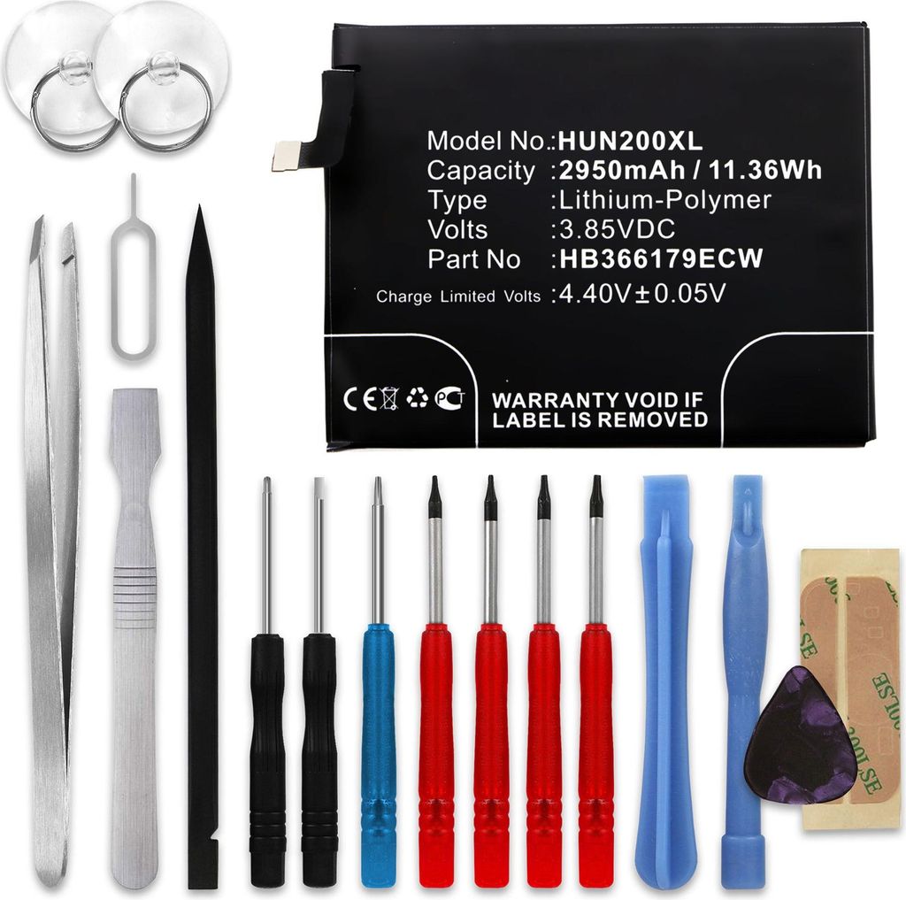 CELLONIC 1x Akku für Mobilfunk Kompatibel mit Huawei Nova 2 (PIC-AL00), Nova 2 Dual SIM (PIC-TL00), HB366179ECW - (2950mAh, 3.85V) + Werkzeug-Set