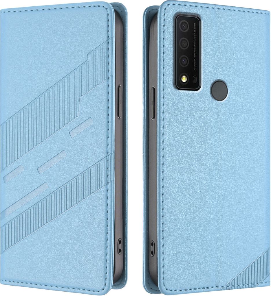 Hülle für TCL 30 XE 5G, Kunstleder Brieftaschen Handyhülle mit Kartenfach und Standfunktion Hellblau