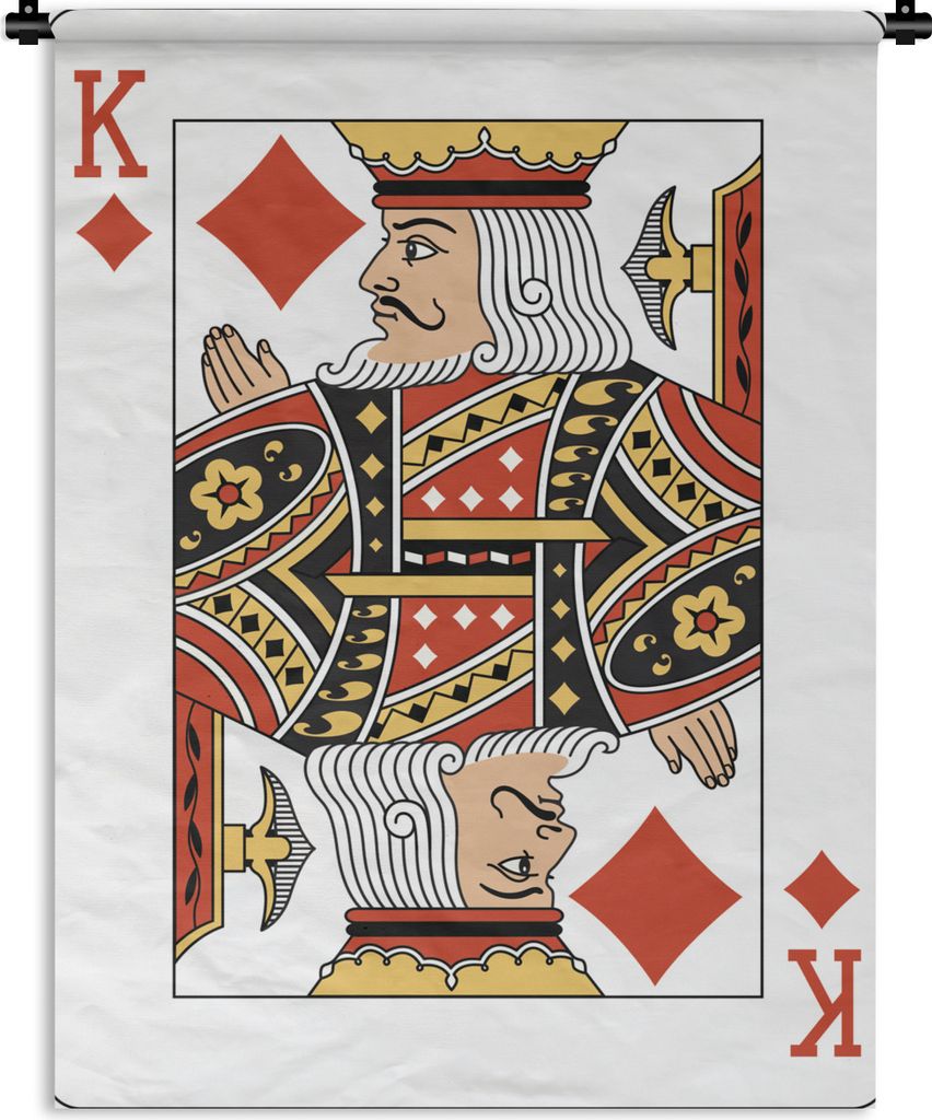 MuchoWow Wandteppich Wandbehang Illustration einer Karo-König-Spielkarte 150x200 cm Tapisserie Dekoration Wandtuch - Wandaufhängung - Moderner