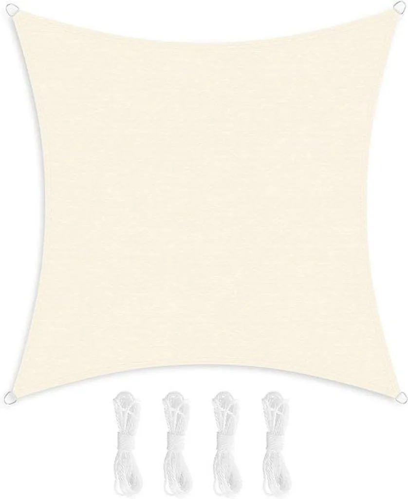 Toile d'ombrage 3x3m en HDPE beige avec cordes de 2m pour jardin et patio