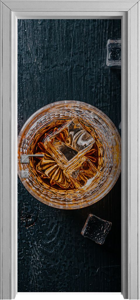 Tür Selbstklebende 80x210 cm Türfolie Türtapete Klebefolie - Whisky Glas