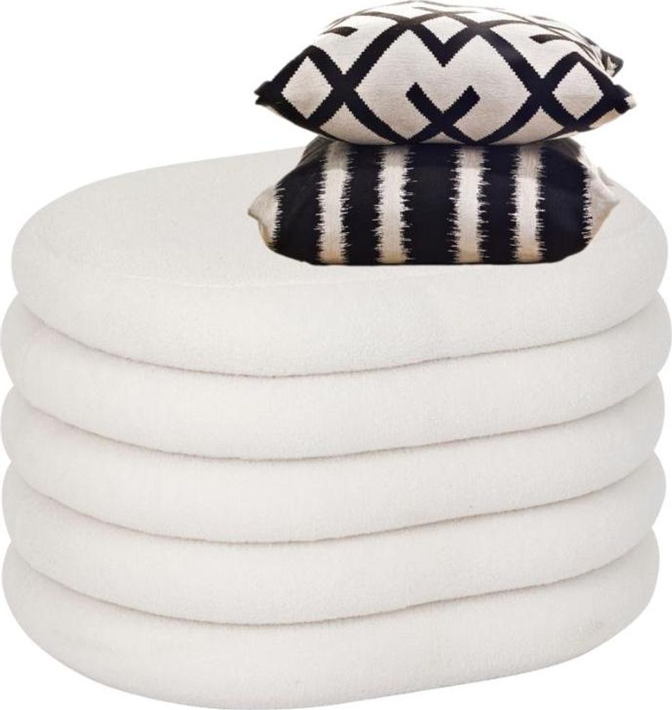 "MISOU Teddy Poef mit Stauraum Stuhl Teddy Aufbewahrungshocker Beistelltisch Bouclé Stoff 59x45cm"