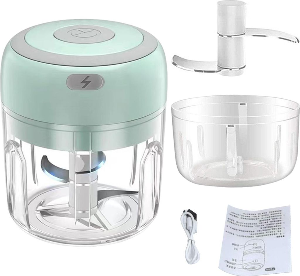 Wiederaufladbarer Knoblauchzerkleinerer, 100/250 ml, Mini-Küchenmaschine für Gemüse, Obst, Nüsse, Fleisch, Ein-Knoblauch-Tonmaschine