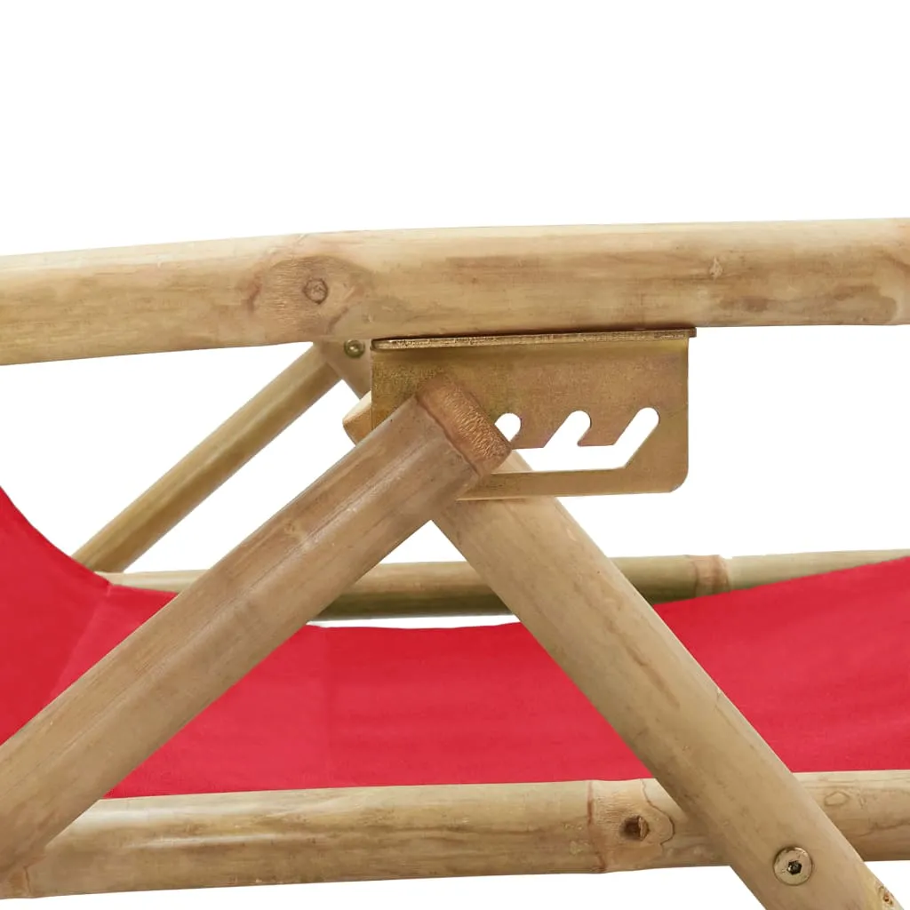 Sedia Relax in Bambù vidaXL Rossa: Comfort Naturale e Regolabile - 11