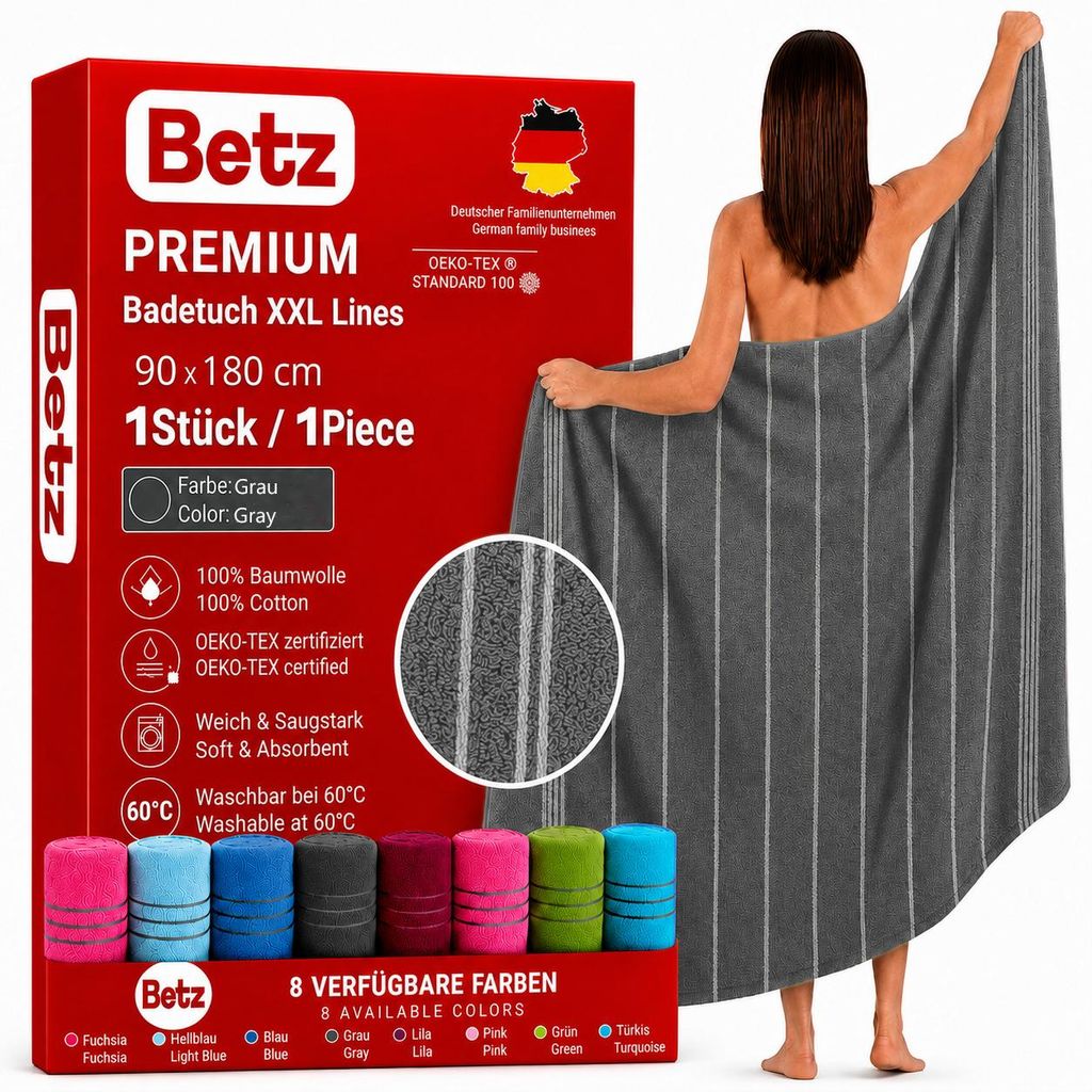 Betz Badetuch XXL Lines 90x180 cm – 100% Baumwolle, weich & Produktbild 