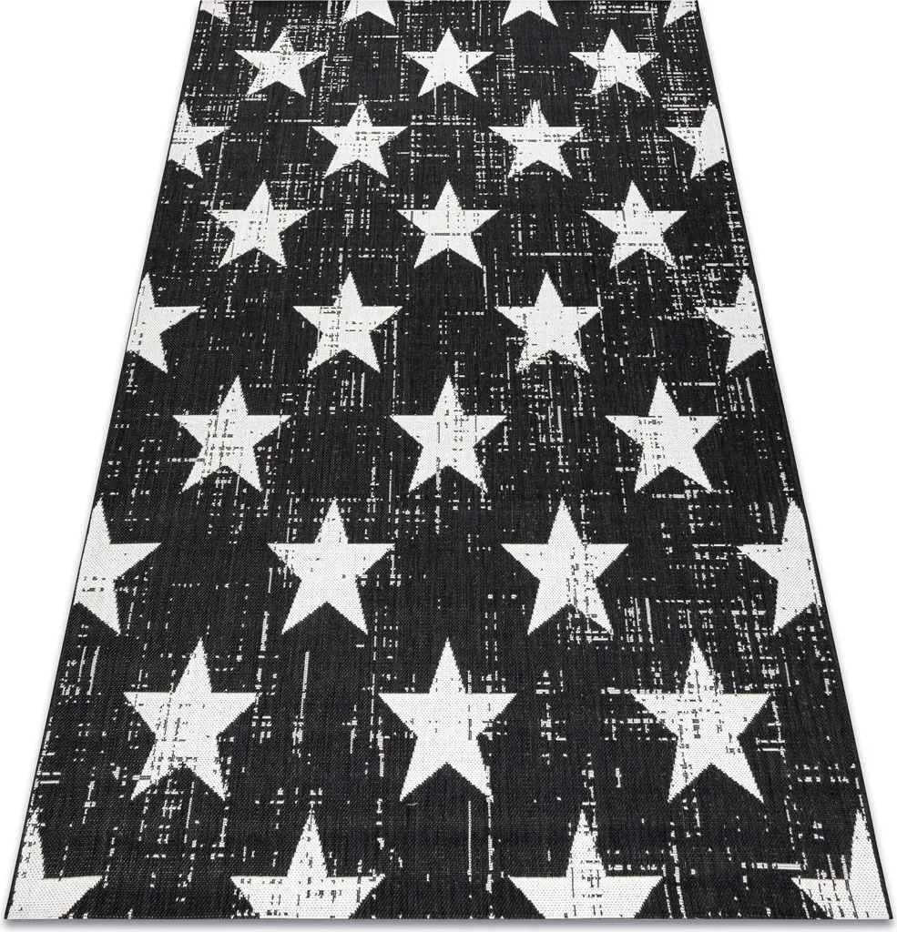 Tapis de salle à manger facile d'entretien noir - Corde Flat 200x290 cm