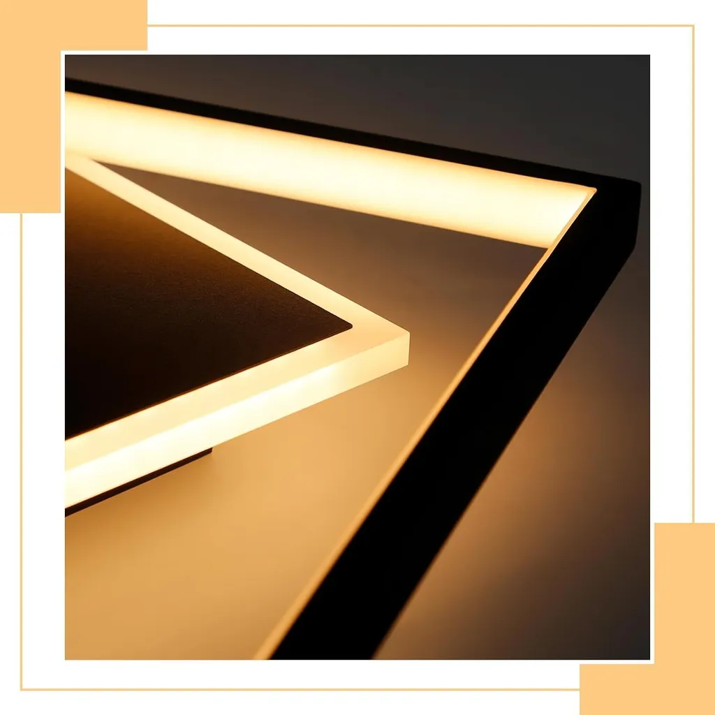 Plafonnier LED Dimmable avec Télécommande 44W Métal Noir pour Bureau