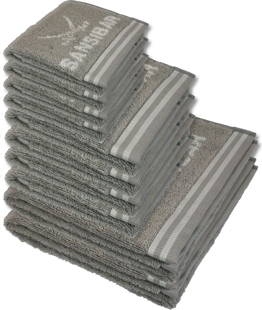 Sansibar Sylt Handtuch Set, Sansibar Frottier-Serie Doubleface Set Nr. 3, (10er Set, 10-St), silber/weiß