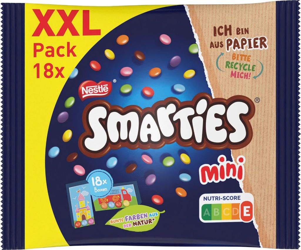 Smarties Mini XXL Beutel bunte Schokolinsen mit Überzug 259g