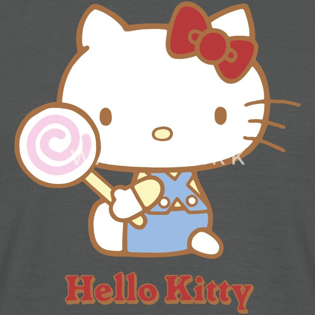 Spreadshirt Hello Kitty Mit Lollipop Männer T-Shirt, M, Anthrazit