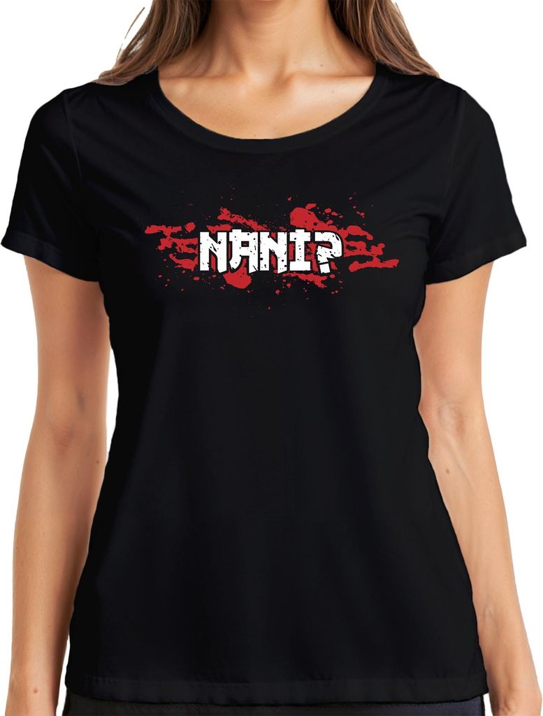 NANI? Anime Manga Ästhetik Otaku Japan Meme Gaming Japanisch Damen T-Shirt, Schwarz, S