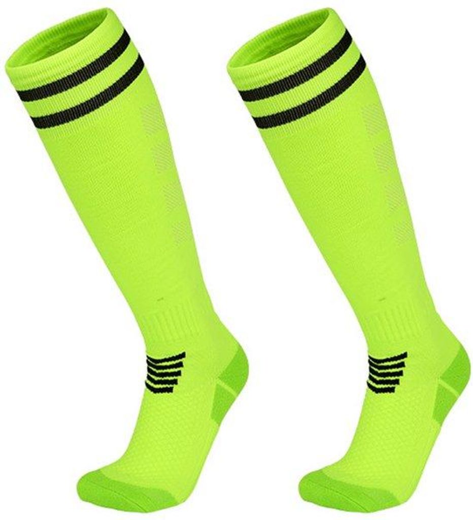 Herrensportsokken fluorescerend groen, badstofzool, winterwedstrijden, unisex, antislip