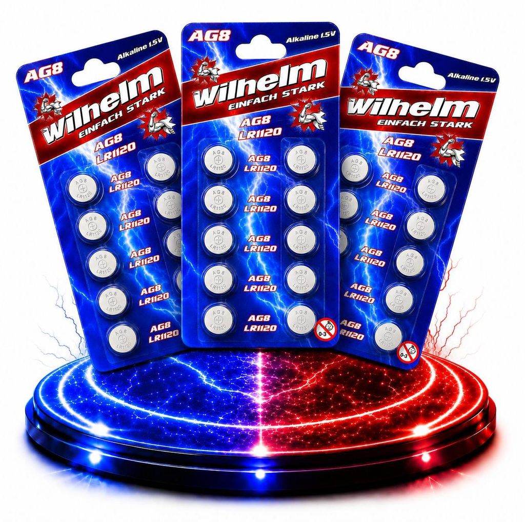 30 x AG8 LR1120 LR55 391 1,5V Batterie Knopfzelle Alkaline 11,5 x 2,1mm