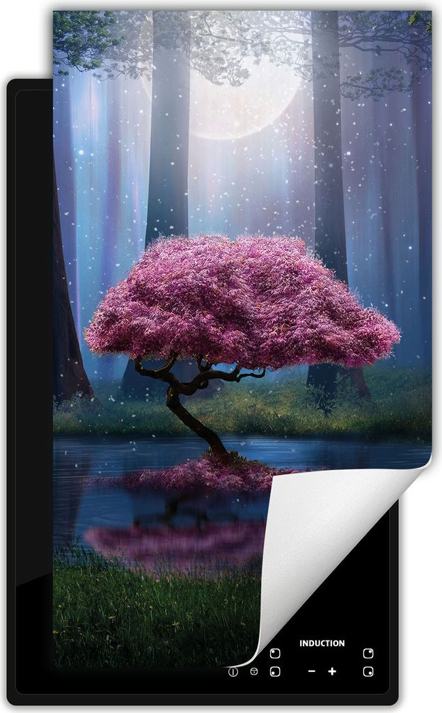 DarHaus Herdabdeckplatte 1 teilig 30x52 cm Anti Rutsch Matte Aufrollbar, Baum