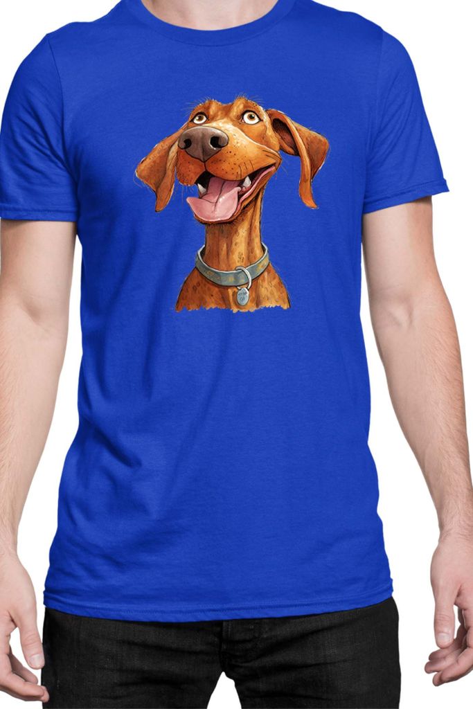 Herren T-Shirt Funny Dogs Breeds Vizsla Dog Breed, Man 3XL / Blau