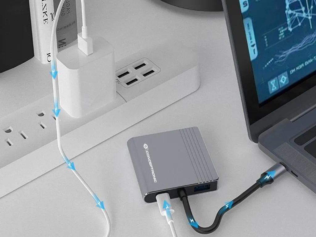 Hub USB-C Multiport Conceptronic avec 2 ports HDMI pour double écran - 8