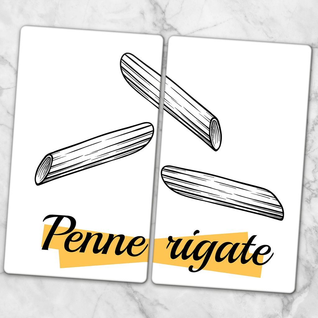 Glas-Herdabdeckplatten Glaskeramikkochfeld-Abdeckung Spritzschutz Glas 2x30x52 cm - Pasta Penne Rigate