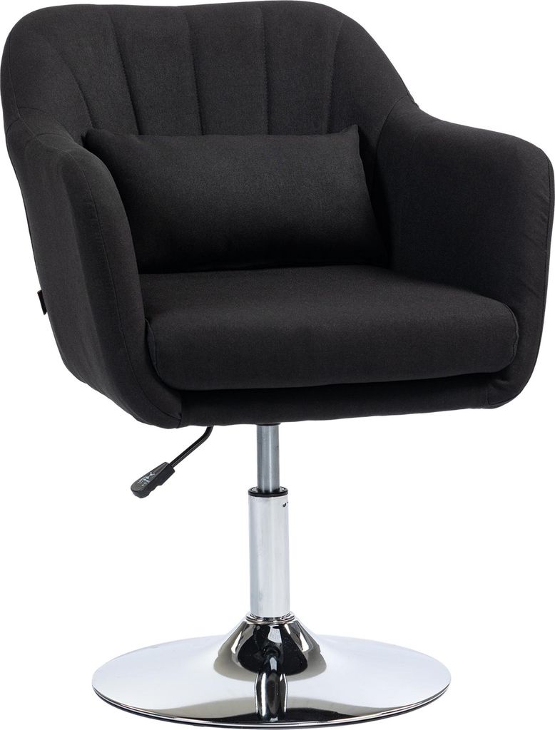 Drehstuhl, höhenverstellbarer Bürostuhl, leinenartiges Polyester, Metall, 60 x 60 x 79-91 cm, Schwarz