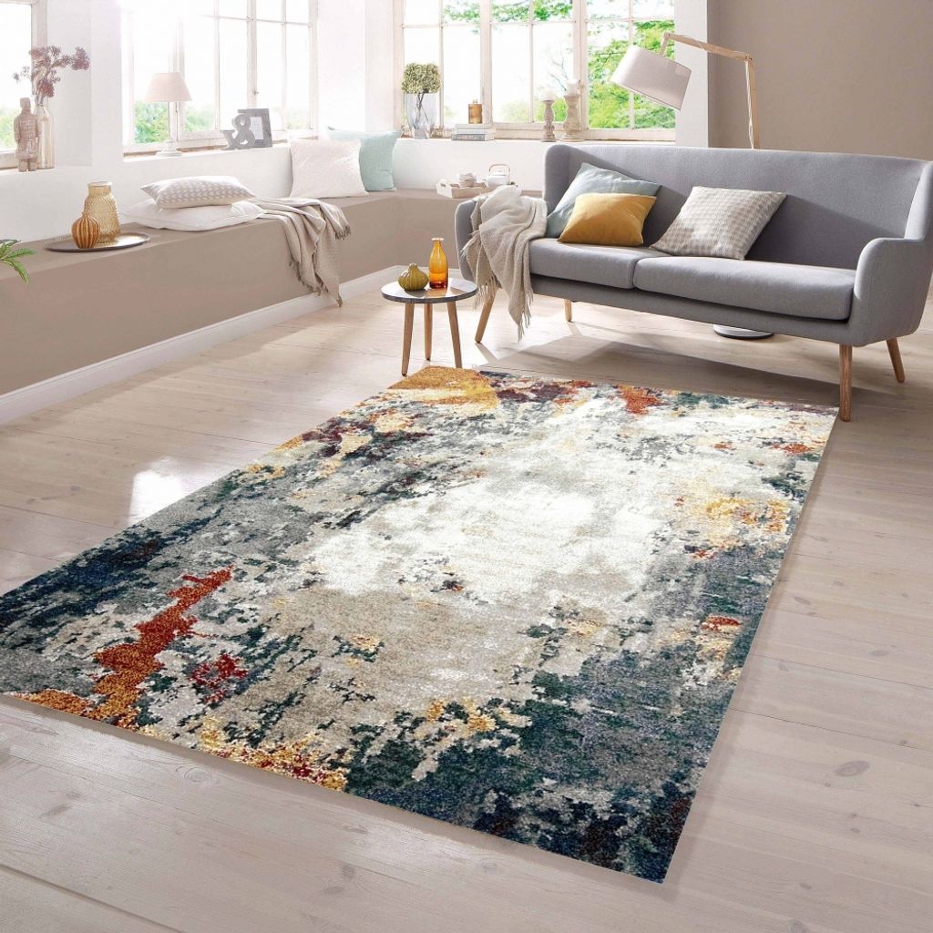 Teppich abstraktes Design grau blau rot Größe - 120 x 170 cm