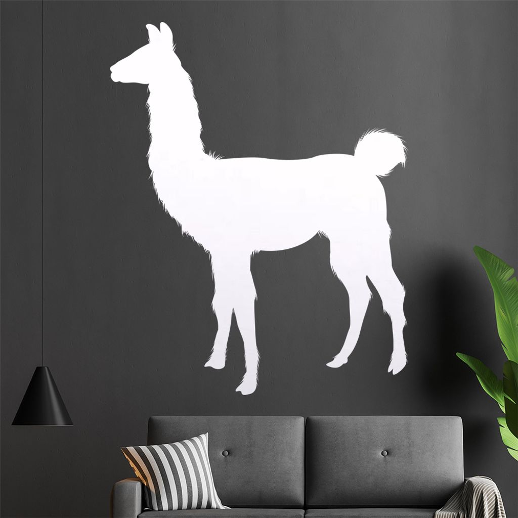 KIWISTAR Lama Silhouette - Spucken Kamel Alpaca Wandtattoo in 6 Größen - Wandaufkleber Wall Sticker - Dekoration, Küche, Wohnzimmer, Schlafzimme...