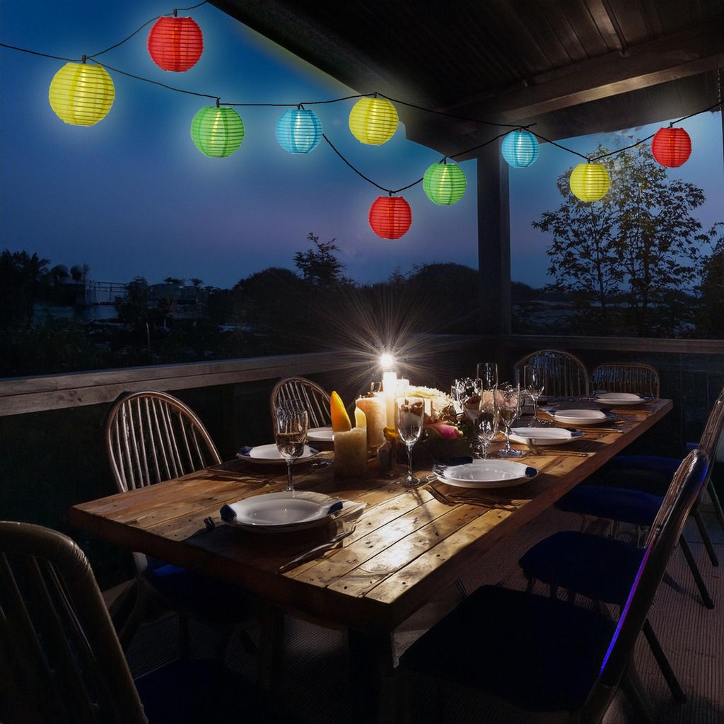LED Solar Lichterkette LAMPIONS - 10 warmweiße LED - L: Produktbild 