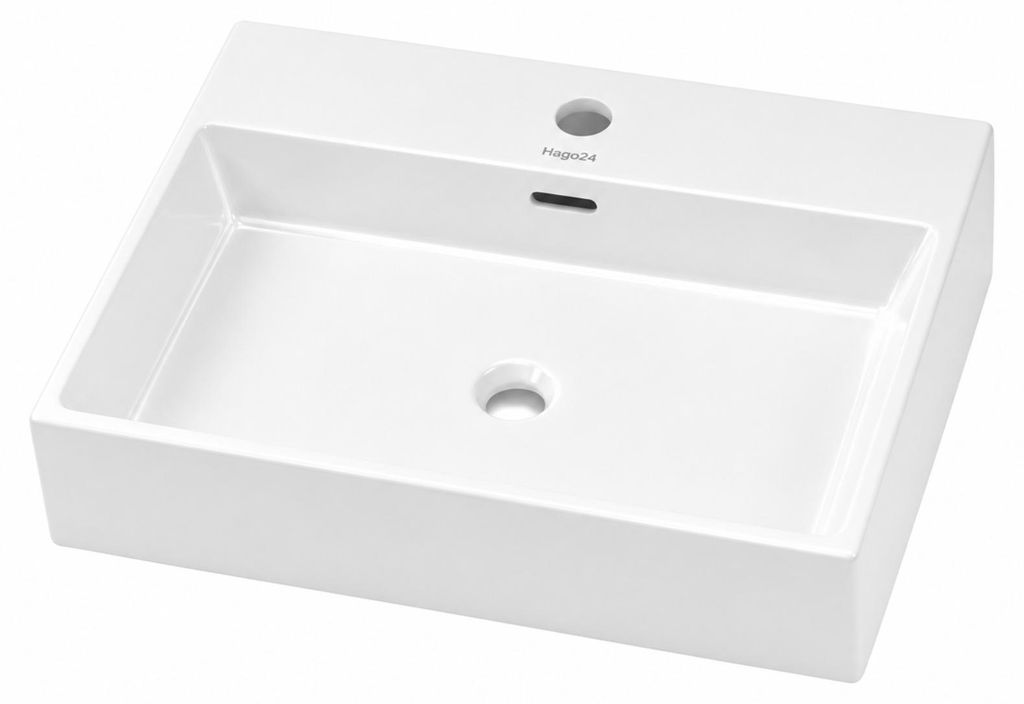 HAGO24 Waschbecken Keramik 515x360x130mm weiß eckig Produktbild 