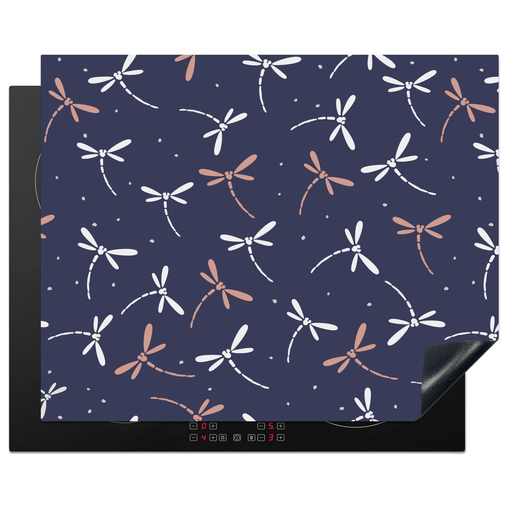 KitchenYeah Herdabdeckplatte Libelle - Muster - Pastell - Japanisch , 65x52cm, Küche Deko, Glaskeramikkochfeld Herdabdeckung, Abdeckplatte fùr ...