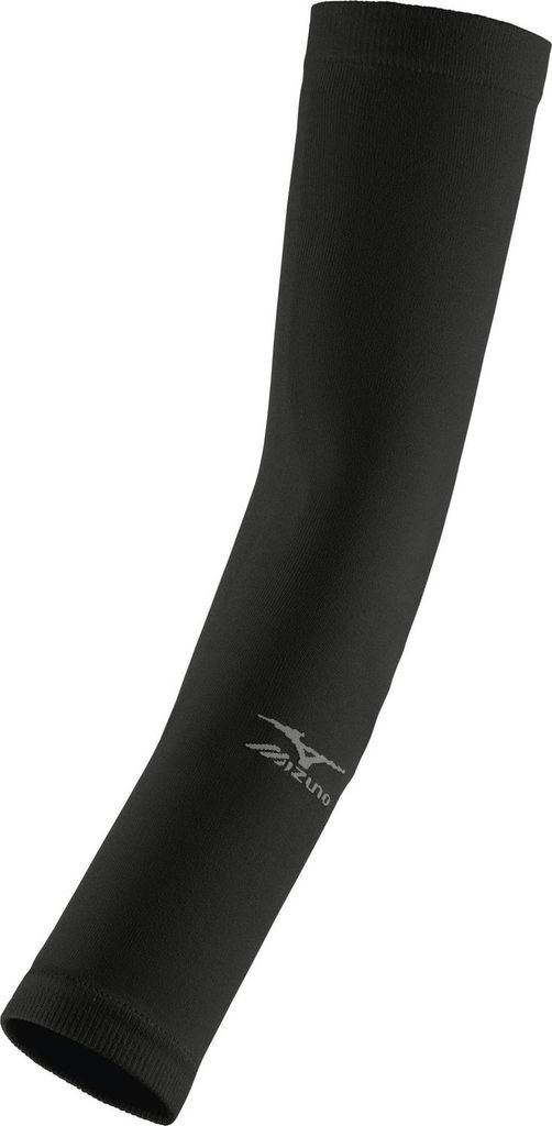 A black Mizuno arm sleeve shown diagonally against a white background.