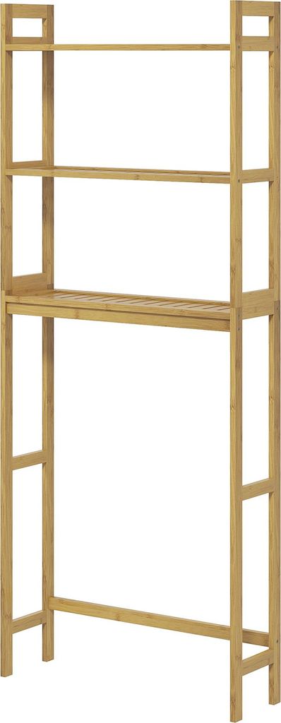 Badezimmerregal Badregal Toilettenregal, 3 Regale, wasserbeständig, 68 cm x 20 cm x 165 cm, Natur