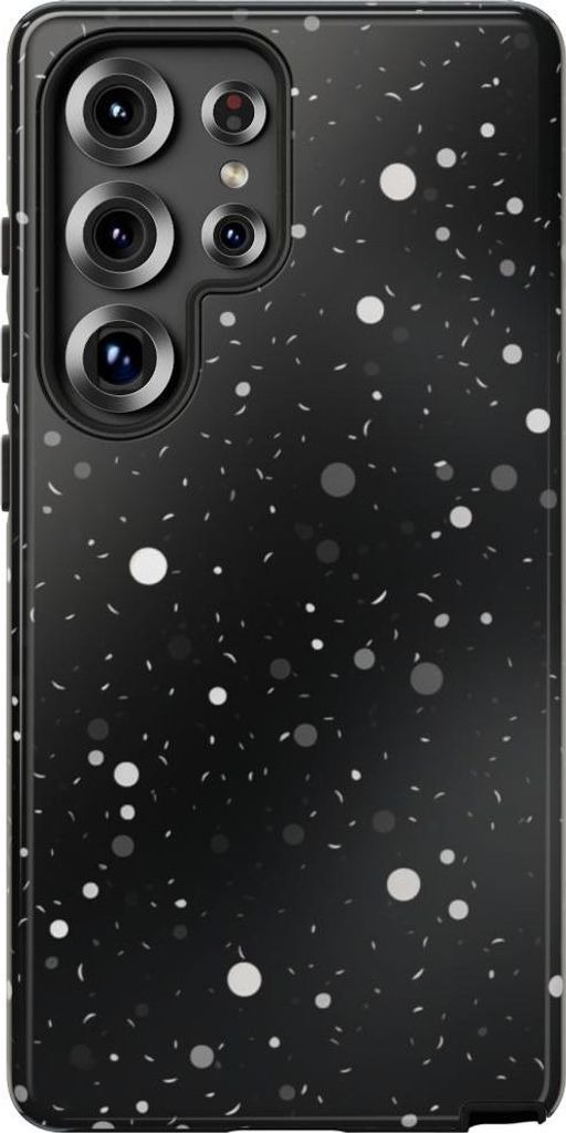 Monochrome Weltraum-Optik mit Punkten und Wirbeln – Hülle Kompatibel mit Samsung Galaxy S25 Ultra