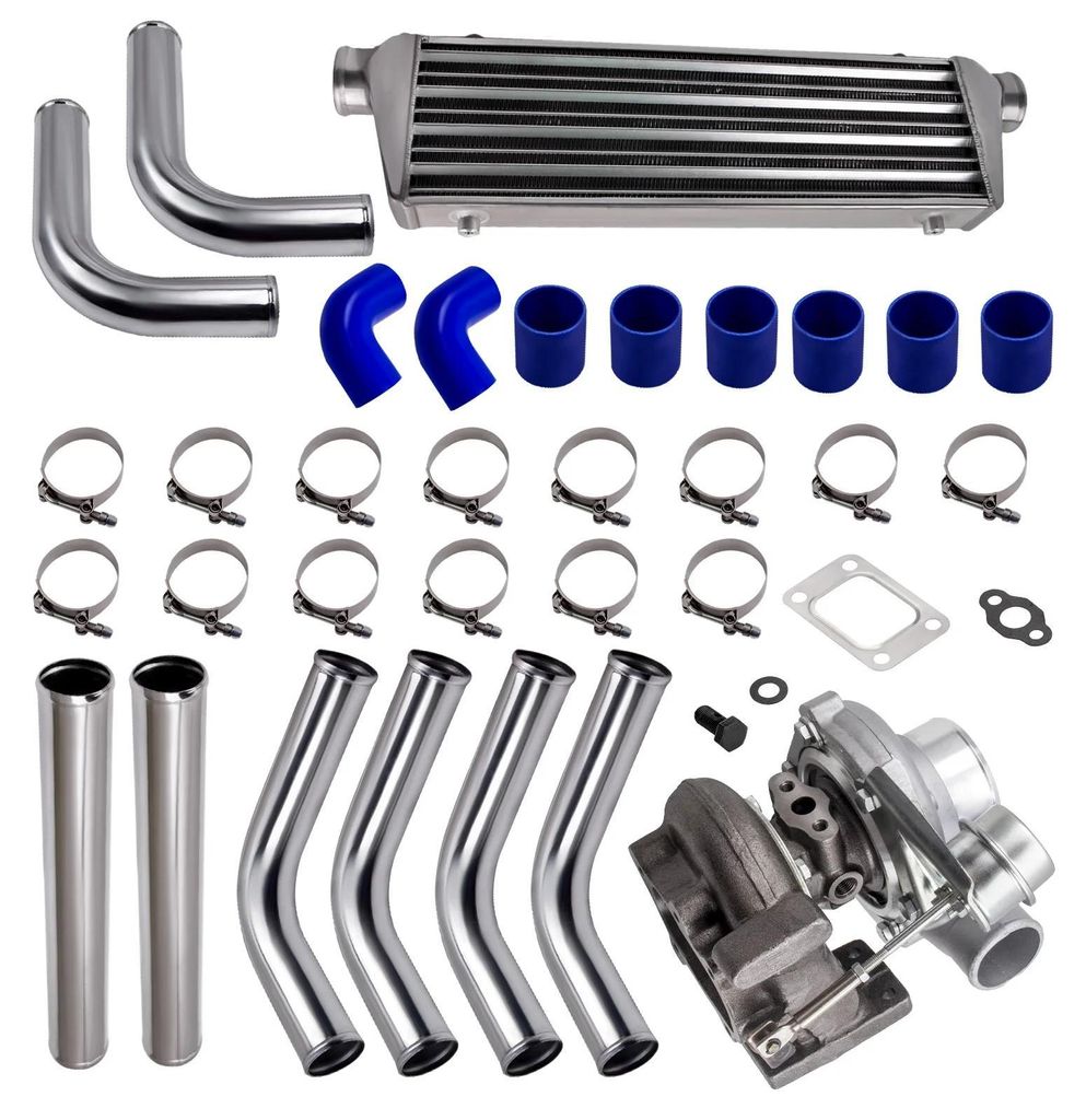 Turbo Kit - GT2871/GT2860 Turbolader Set - Mit Ladeluftkühler Rohrleitung - T25/T28 Flansch - Turbine A/R 0,64 - Wassergekühltes Upgrade - 350+ PS