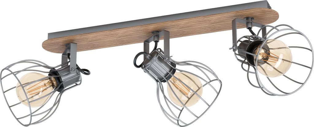 EGLO Deckenlampe Sambatello, 3 flammige Vintage Deckenleuchte im Retro Look, Deckenspot aus Stahl, Farbe: Braun, Fassung: E27
