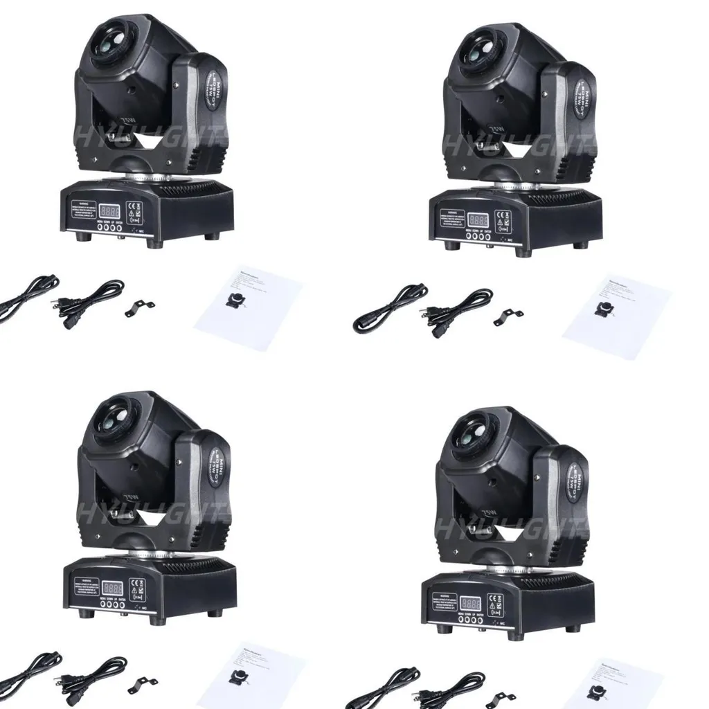 Lyre LED Mobile 75W DMX avec 7 Motifs Gobos - Kit de 4 Projecteurs