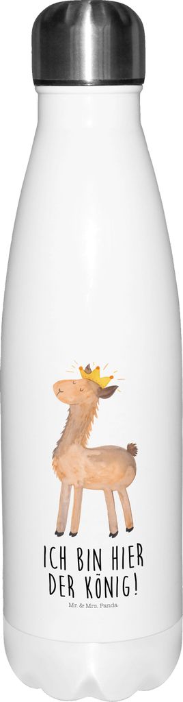 Mr. & Mrs. Panda Thermos Lama König - Weiß - Geschenk, thermosflaschen, Freundin, trinkflaschen, Mama, Trinkflasche, Papa, Abitur, Wasserflasche,...