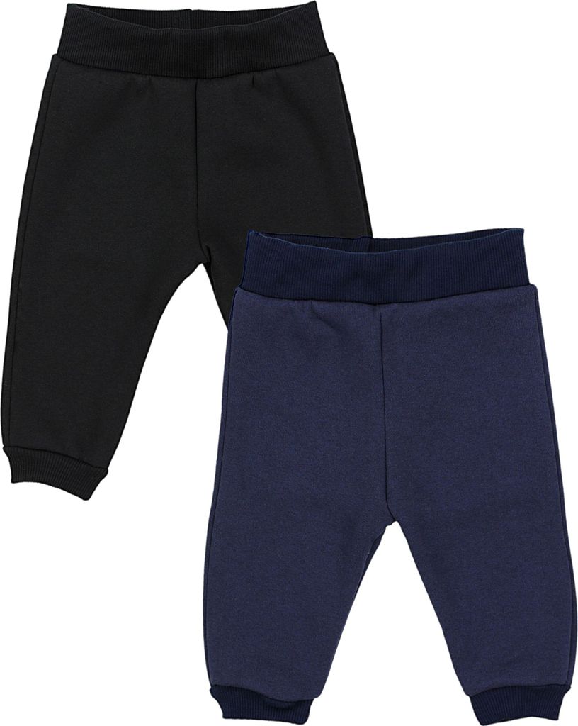 TupTam Baby Jungen Hosen Winter Thermo Babyhose Warm Sweathose 2er Pack, Farbe: Schwarz / Dunkelblau, Größe: 104