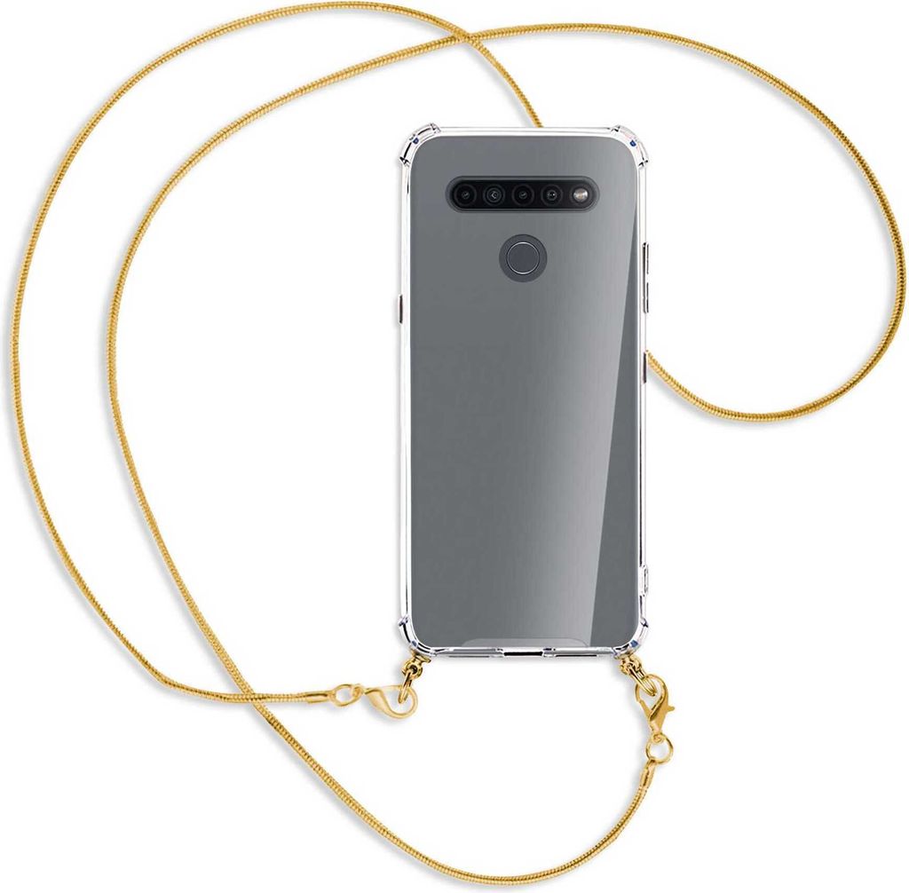 Handykette Backcover-Schutzhülle mit Band (Metall goldfarben) für LG K41S LM-K410 - goldfarbene Kette Snake