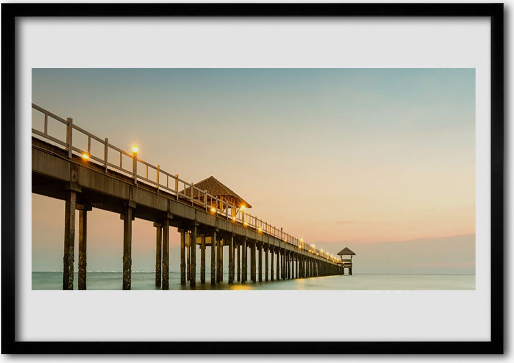 Bild 100x70 MDF-Rahmen Wandkunst Sea Bridge Architektur