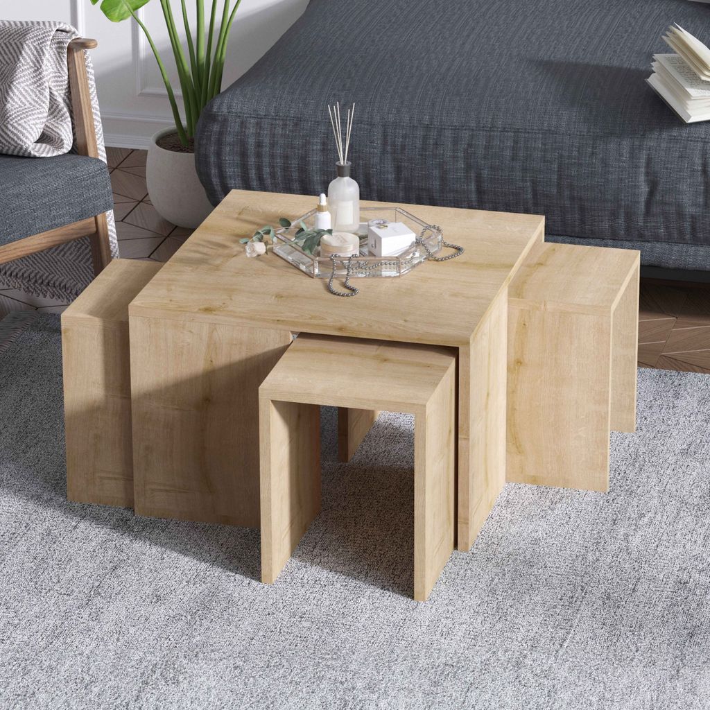 Zusammensetzbarer Couchtisch aus Melamin in Holzoptik - Oviala Millie