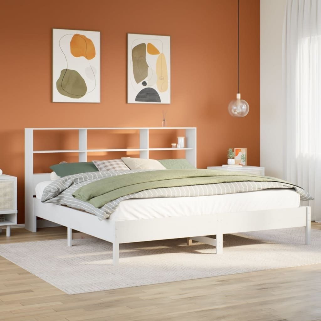 Maison Exclusive - Massivholzbett mit Regal ohne Matratze Weiß 180x200 cm Kiefer