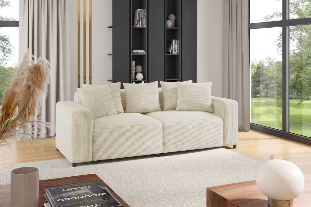 Sofa Designersofa MEGAN 2-Sitzer in Stoff Poso Creme