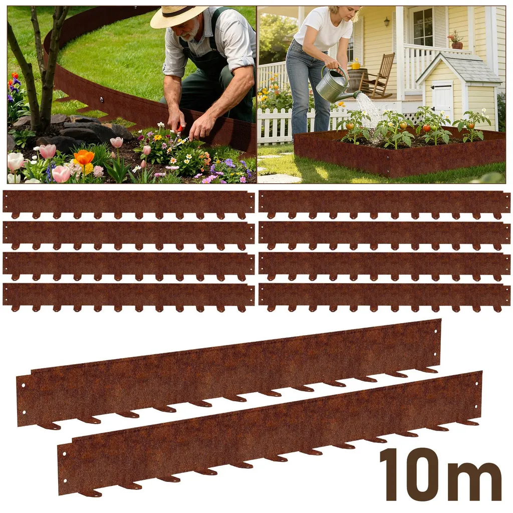 Bordure de Pelouse Courbe pour Aménagement Jardin - Acier 10m Modulable
