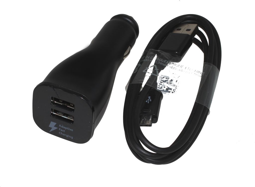 KFZ Schnell-Ladegerät 2xUSB für Original Samsung Galaxy S4 / S4 Mini / S4 Active / S3 LTE / S3 Mini / S3 + 1,5m schwarz Micro-USB Ladekabel 15W P...